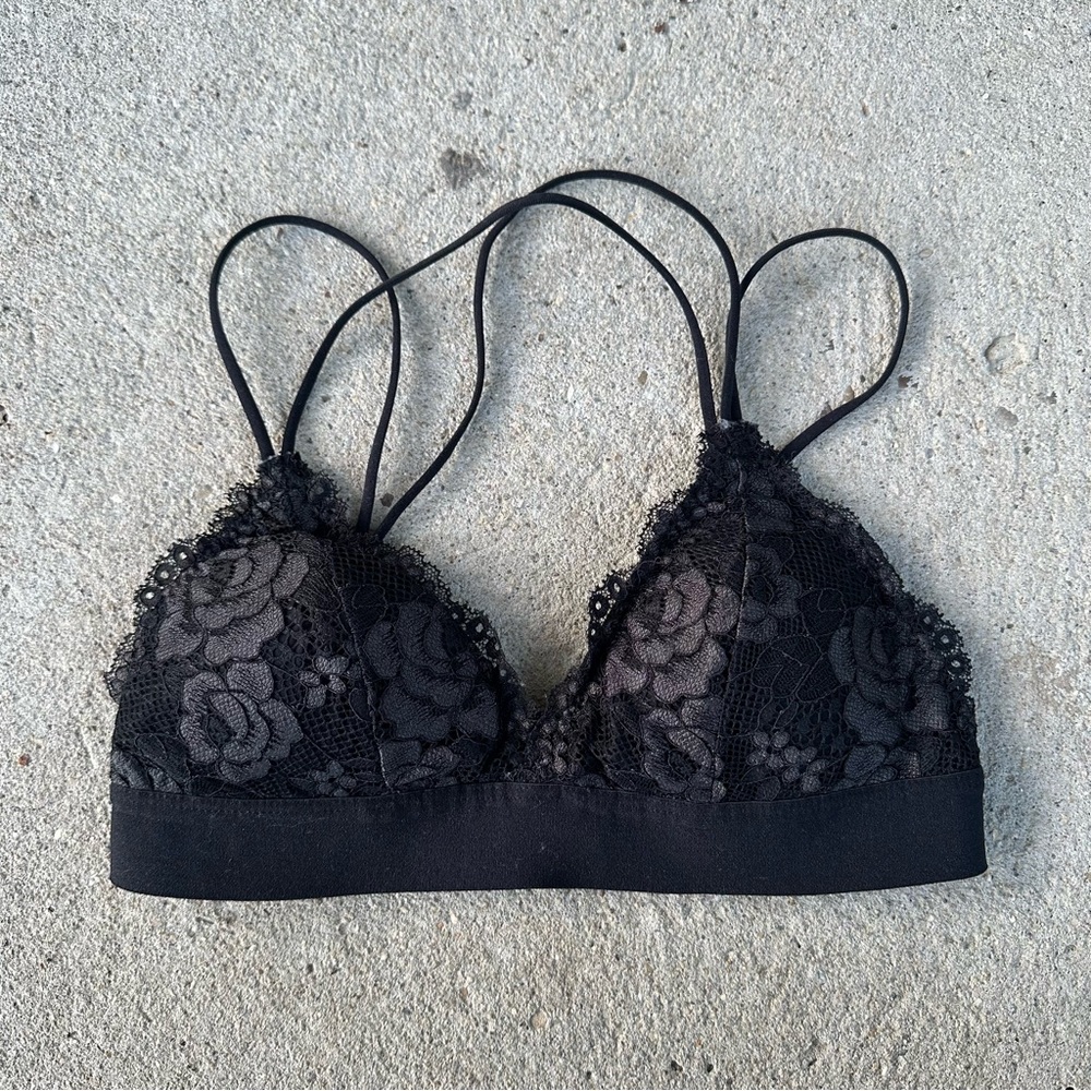 Urban Outfitters Black Floral Lace Bralette